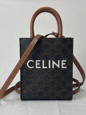 Celine Triomphe Vertical Cabas Mini Tote - Tan & Brown - Excellent Condition
